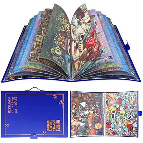 HXMARS Foldable Jigsaw Puzzle Board: Large Portable 1000 Pieces Puzzle Mat,  Non-Printing Surface for Puzzle Storage Saver to 500 & 1000 Pieces with  Storage Bag(Blue) 
