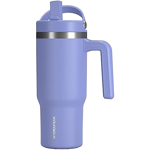 Hydrapeak Stainless Steel Bottle with Straw Lid & Silicone Boot 32oz Modern in Blue