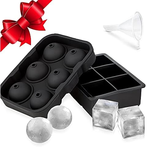 WIBIMEN Large Ice Cube Tray, 2.5 INCH Whiskey Ice Mold, 2 Pack Sphere Ice  Cube Mold with Bin&Tong, Leak-free Round Ice Cube Mold, Easy Fill & Release