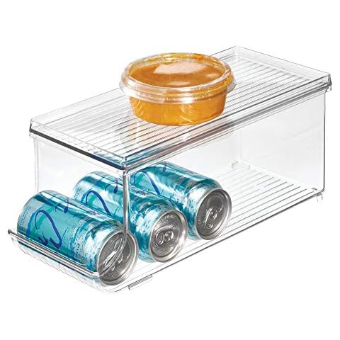  iDesign Plastic Refrigerator and Freezer Storage Bin with Lid,  BPA-Free Organizer for Kitchen, Garage, Basement, 6 x 6 x 14.5, Clear