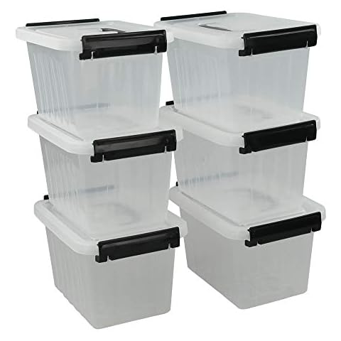 WYT wyt clear storage latch box, 6 pack storage organizer bins with  latching handle and lids, 3.5 quart