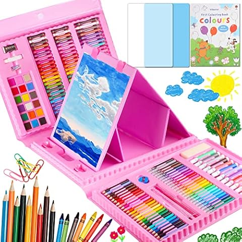 Art Supplies, 241 PCS Drawing Art Kit for Kids Boys Girls, Deluxe Art and  Craft Set with Double Sided Trifold Easel, Markers, Oil Pastels, Crayons