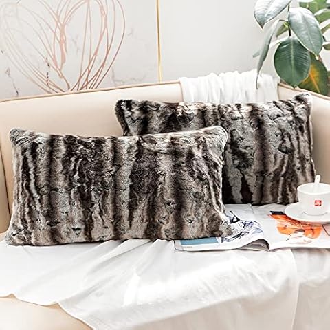 inchgrass Faux Fur Throw Pillow Cover Cushion Covers Long Hair Luxury Soft  Decorative Pillowcase Fuzzy Pillow Without Insert for Bed Couch Sofa