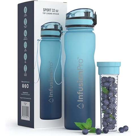 Infusion Pro Fruit Infuser Water Bottle with Straw Lid 24 oz : Flip-Up  Water Bottle Straw : Insulated Sleeve & Fruit Infusion Water eBook : Bottom