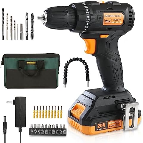INSPIRITECH 21V Cordless Drill with 2 Batteries and Charger,3/8