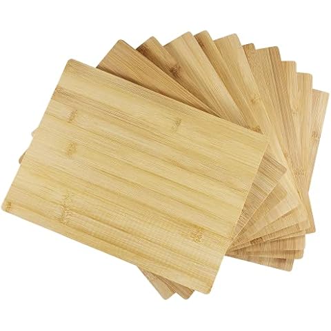 24 Pieces Bulk 8 inch x 6 inch Rectangular Plain Bamboo Cutting Board for Customized Engraving Gifts Wholesale Premium Blank Board, Size: Small, Brown