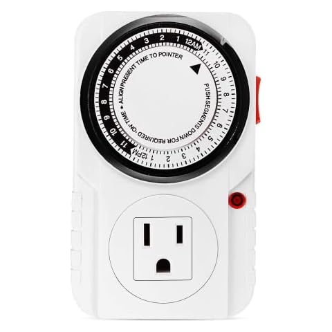 24 Hour Timer Outlet Fosmon 3-Prong Dual Plug-In Mechanical Grounded ETL Listed