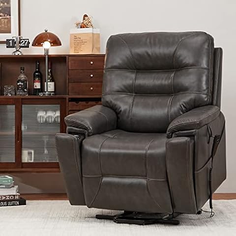 9181 Power Lift Recliner with Lumbar Support(Medium, Chenile Gray)