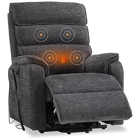 9181 Power Lift Recliner with Lumbar Support(Medium, Chenile Gray)