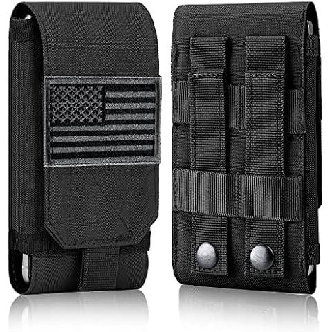 Turtleback USA Made Dual Phone Holster Carries 2 Large Phones - Black Leather Vertical Pouch with Heavy Duty Rotating Belt Clip, Made in USA