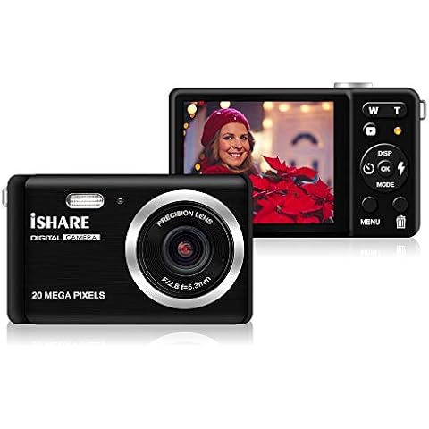 ISHARE Digital Camera, Rechargeable 30MP Point and Shoot Camera with 18X  Digital Zoom Digital Cameras for Photography with 2 Batteries&32GB Card