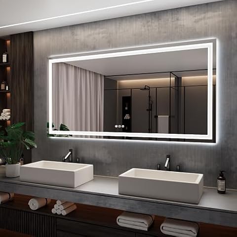 Evokor LED Smart Bathroom Mirror with Weather Forecast Anti Fog Mirror