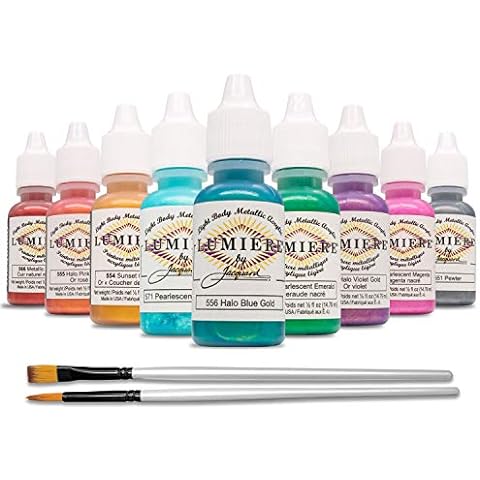 Moshify jacquard airbrush paint set made in usa - opaque air brush paint  colors exciter pack - eight-1/2 fl oz acrylic airbrush paint