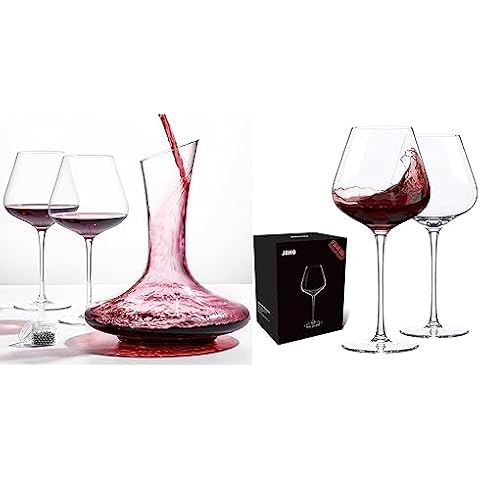 JBHO Iridescent Wine Decanter Set with Glasses, Stemless Wine