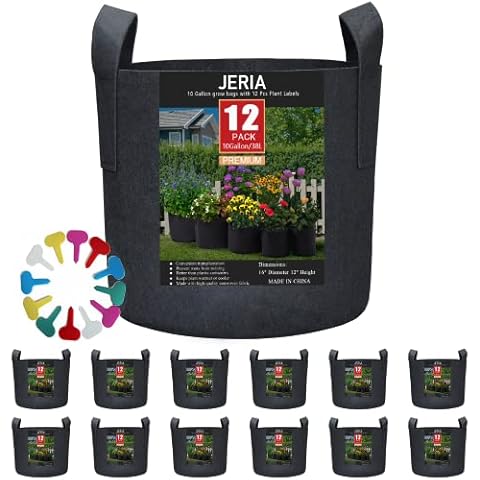 Delxo 12-Pack 15 Gallon Grow Bags Heavy Duty Aeration Fabric Pots Thic