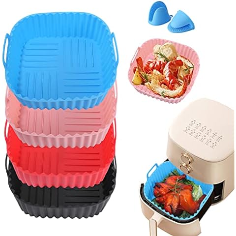 FROVEN Silicone Air Fryer Liners Round Reusable 8.5 inch Pot 2Pack Air Fryer Liner for 4 to 7 qt Airfryer Liners Silicone Basket Non Stick Tray