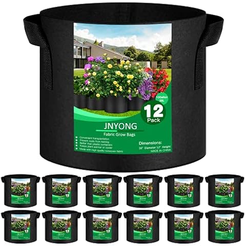 Delxo 12-Pack 15 Gallon Grow Bags Heavy Duty Aeration Fabric Pots Thic