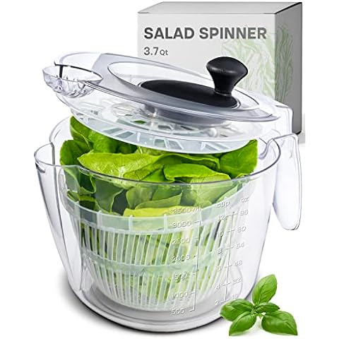  Gourmia GSA9240 Jumbo Salad Spinner - Manual Lettuce Dryer With  Crank Handle & Locking Lid, BPA Free and Top Rack Dishwasher Safe,(5L):  Home & Kitchen