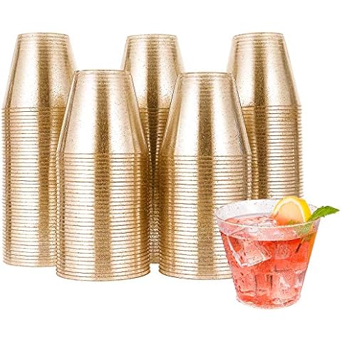 100 Pack 12OZ Rose Gold plastic Cups Party Cups, Clear Cups Tumblers,  Elegant Rose Gold Rim Cups Perfect for Party Wedding, Thanksgiving Day,  Christmas Cups, Cups for Milkshake, Slush, Slurpee, Iced tea