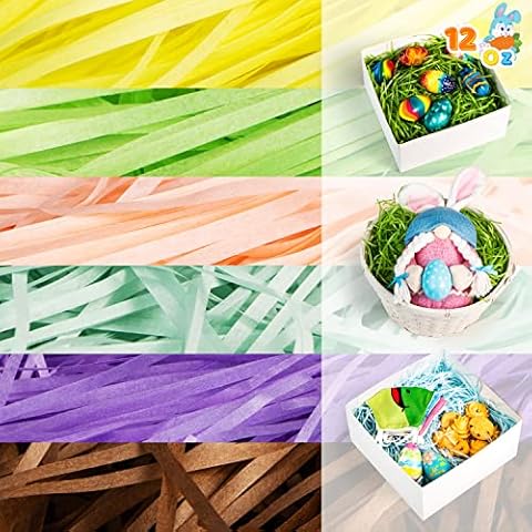 JOYIN 12Oz Easter Grass 6 Colors Recyclable Paper Shred for Easter Basket  Filler Stuffers, Easter Egg Hunt, Easter Party Favor, Easter Decor, Easter