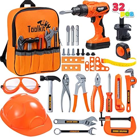 TOY Life Kids Tool Set with Kids Tool Belt, Toddler Tool Set with Electric  Toy Drill, Construction Tool Set for Kids Halloween Pretend Play Tools, Toy  Tools for Kids Ages 3 4