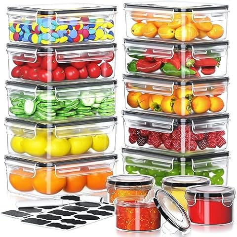 34 PCS Food Storage Containers Set with Airtight Lids (17 Lids &17  Containers) - BPA-Free Plastic Food Container for Kitchen Storage  Organization