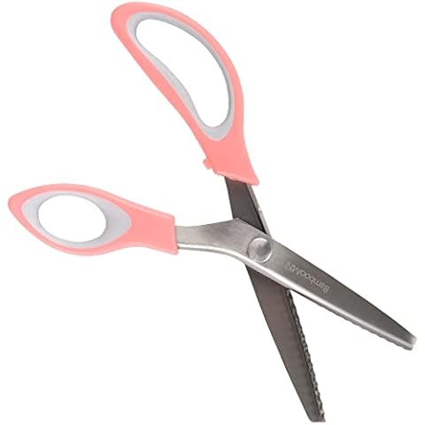 HANDI STITCH Pinking Shears with Snippers - 9 inch/22.86cm Overall Length -  Black Handle Zigzag Fabric Scissors - Razor Sharp Stainless Steel  Dressmaking Scissor for Sewing Tailoring Paper Crafts