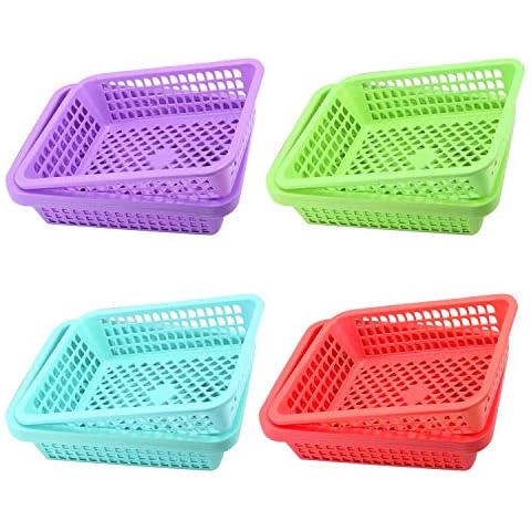 Jucoan 2 Pack Plastic Portable Storage Organizer Caddy Tote, Stackable 5  Slots