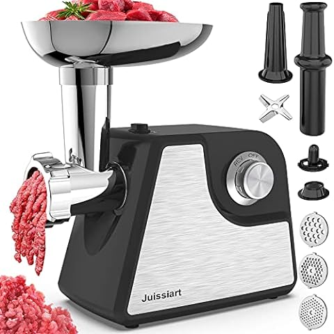 Electric Meat Grinder 2000W, Meat Mincer with 3 Grinding Plates and Sausage  Stuffing Tubes for Home Use &Commercial, Stainless Steel/Silver/2000W