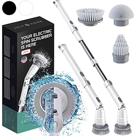 July Home Handheld Electric Spin Scrubber, Cordless Automatic Power Scrubber for Shower, Cleaner for Tile, Grill, Dish, Sink, Shower Scrubber with 3