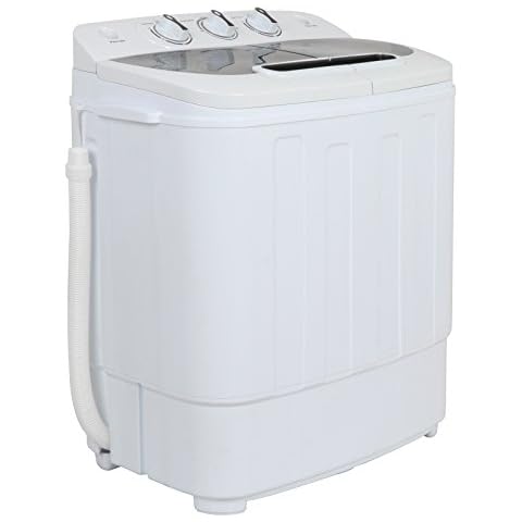 JupiterForce Portable Clothes Washing Machines with Drain Pipe, Mini  Compact Twin Tub Spin Dryer Laundry Machine for Bathroom, Dorms,  Apartments, Blue