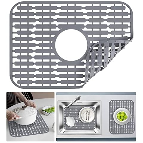 Silicone Sink Protector Mat for Kitchen Sink, 24.8X13 Center