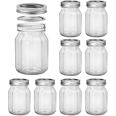 KAMOTA Wide Mouth Mason Jars 22 oz With Regular Lids and Bands, Ideal for  Jam, Honey, Wedding Favors, Shower Favors, Baby Foods, DIY Magnetic Spice  Jars, 6 PACK, 6 Silver Pipette Covers Included