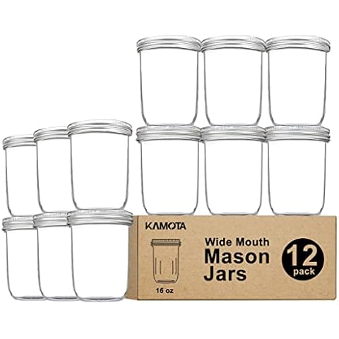 KAMOTA Mason Jars 10 oz With Regular Lids and Bands, Ideal for Jam, Honey,  Wedding Favors, Shower Favors, Baby Foods, DIY Magnetic Spice Jars, 24