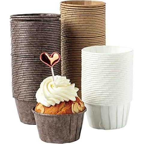 50pcs Standard Natural Cupcake Liners, No Smell, Grease-Proof Paper Muffin  Baking Cups Paper Cups,Gift Hat Baking Cups ,Cupcake Wrapper for Party,  Wedding, Birthday, Christmas