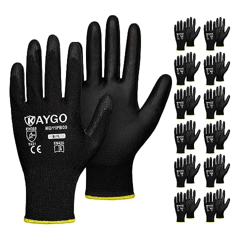 KAYGO Cut Resistant Gloves Polyurethane Coated - 3 Pairs, KG20PC,ANSI Cut Level A3