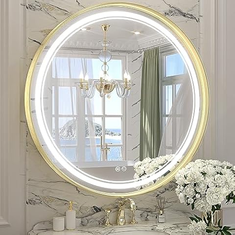 Keonjinn Gold Vanity Mirror with Lights, 15 Replaceable Bulbs Hollywood  Makeup Mirror with 2 Replacement Bulbs, 3 Color Lights, Aluminum Metal  Frame