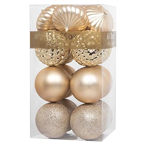 KI Store Christmas Tree Decoration Set Silver and Champagne Gold 54pcs  Large Shatterproof Christmas Tree Ball Ornaments Oversized Snowflakes  Assorted