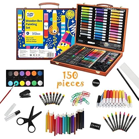 Art 101 Deluxe Multifunctional Art Set / Kit with 215 Pieces in Wood Case  for Children to Adults