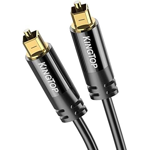 FosPower 24K Gold Plated Toslink to Mini Toslink Digital Optical S/PDIF  Audio Cable with Metal Connectors & Strain-Relief PVC Jacket - 6ft