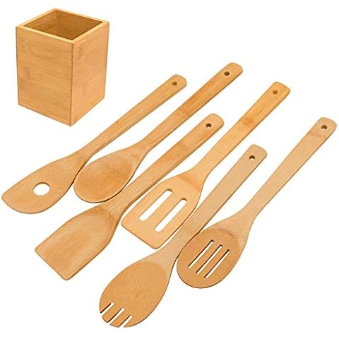 Bamboo Kitchen Utensil Set – 5 Piece Premium Cooking Tools and