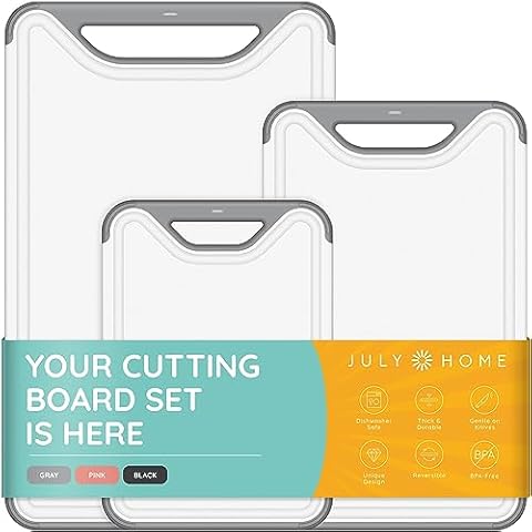 July Home Extra Thin Flexible Cutting Boards for Kitchen - Cutting Mats for Cooking, Colored Cutting Mat Set with Easy-Grip Handles | Non Slip Cutting Sheets