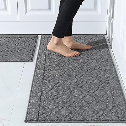  HappyTrends Kitchen Mat Cushioned Anti-Fatigue Kitchen Rug,17.3x  28,Thick Waterproof Non-Slip Kitchen Mats and Rugs Heavy Duty Ergonomic Comfort  Rug for Kitchen,Floor,Office,Sink,Laundry,Grey : Home & Kitchen