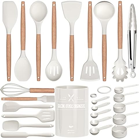 Silicone Kitchen Utensils Set & Holder,Silicone Cooking Utensils Set,Kitchen  Essentials for New Home&1st Apartment Kitchen Set,Silicone Spatula Set,  Cooking Spoons for Nonstick Cookware