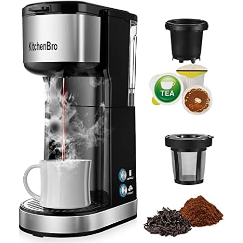 KINGTOO Coffee Maker with Milk Frother, Single Serve Coffee Maker for K-Cup  Pod & Ground Coffee, Compact Coffee Maker 2 in 1 with Self Cleaning, Fast