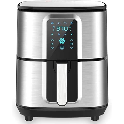 ECOWELL 6 Quart Stainless Steel Air Fryer W/ Digital Touch Screen