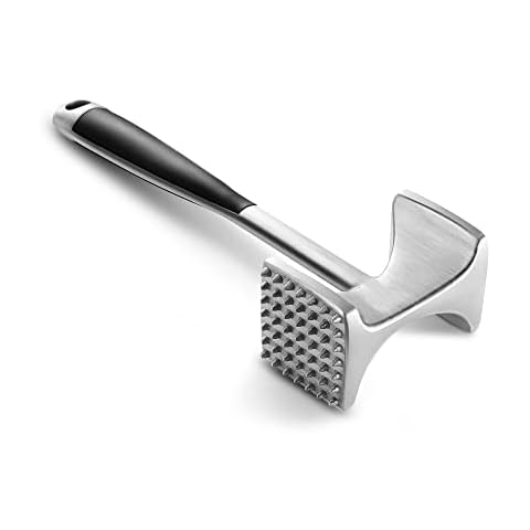 Meat Tenderizer Stainless Steel - Premium Classic Meat Hammer - Kitchen Meat Mallet - Chicken, Conch, Veal Cutlets Meat Tenderizer Tool - Meat