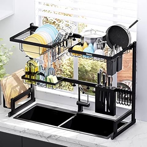 ARSTPEOE Over The Sink Dish Drying Rack, fits All Sinks (24.8-35.4),  Adjustable Dish Drying Rack, Dish Drying Rack Above Kitchen Sink, Dish  Drying