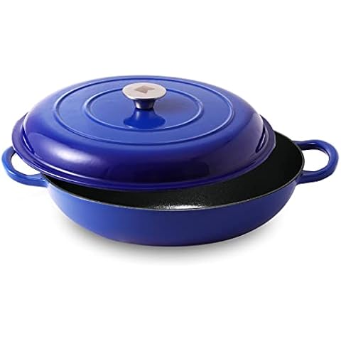 COOKWIN Cast Iron Casserole Braiser,3.8 Quart Enameled Cast Iron Pan,Heavy  Duty Casserole Skillet with Lid and Dual Handles,Porcelain Surface