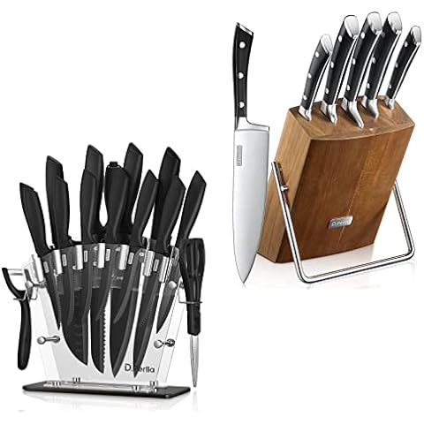  D.Perlla Knife Set with Block, 15 Pieces Stainless Steel  Kitchen Knife Set with BO Oxidation Technology, No Rust, Sharp Knife Block  Set: Home & Kitchen